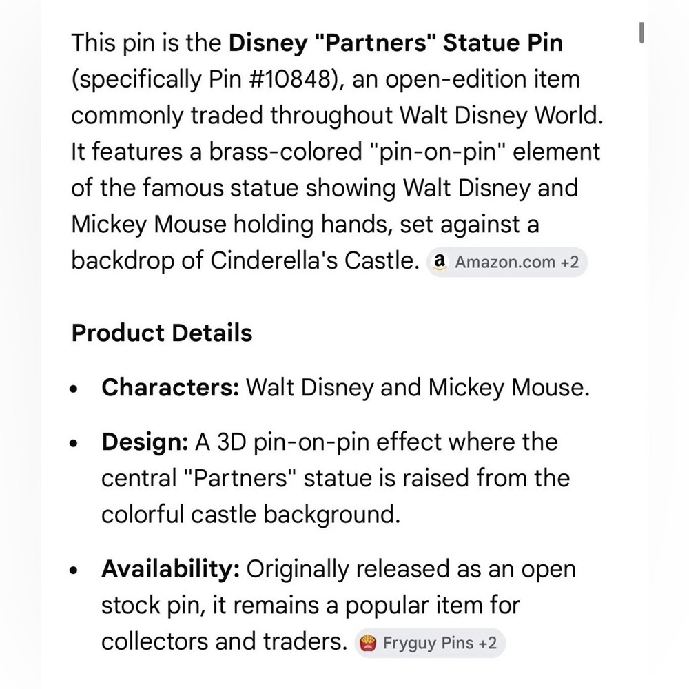 2004 Walt Disney World Partners w/ Walt and Mickey Mouse Pin 3D - Picture 4 of 4